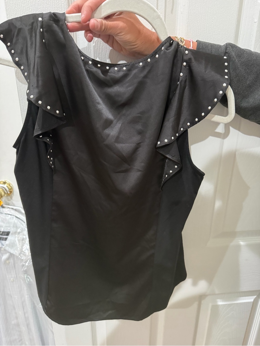 Generation Love Black V-Neck Stud & Ruffle Camisole - Picture 4 of 6
